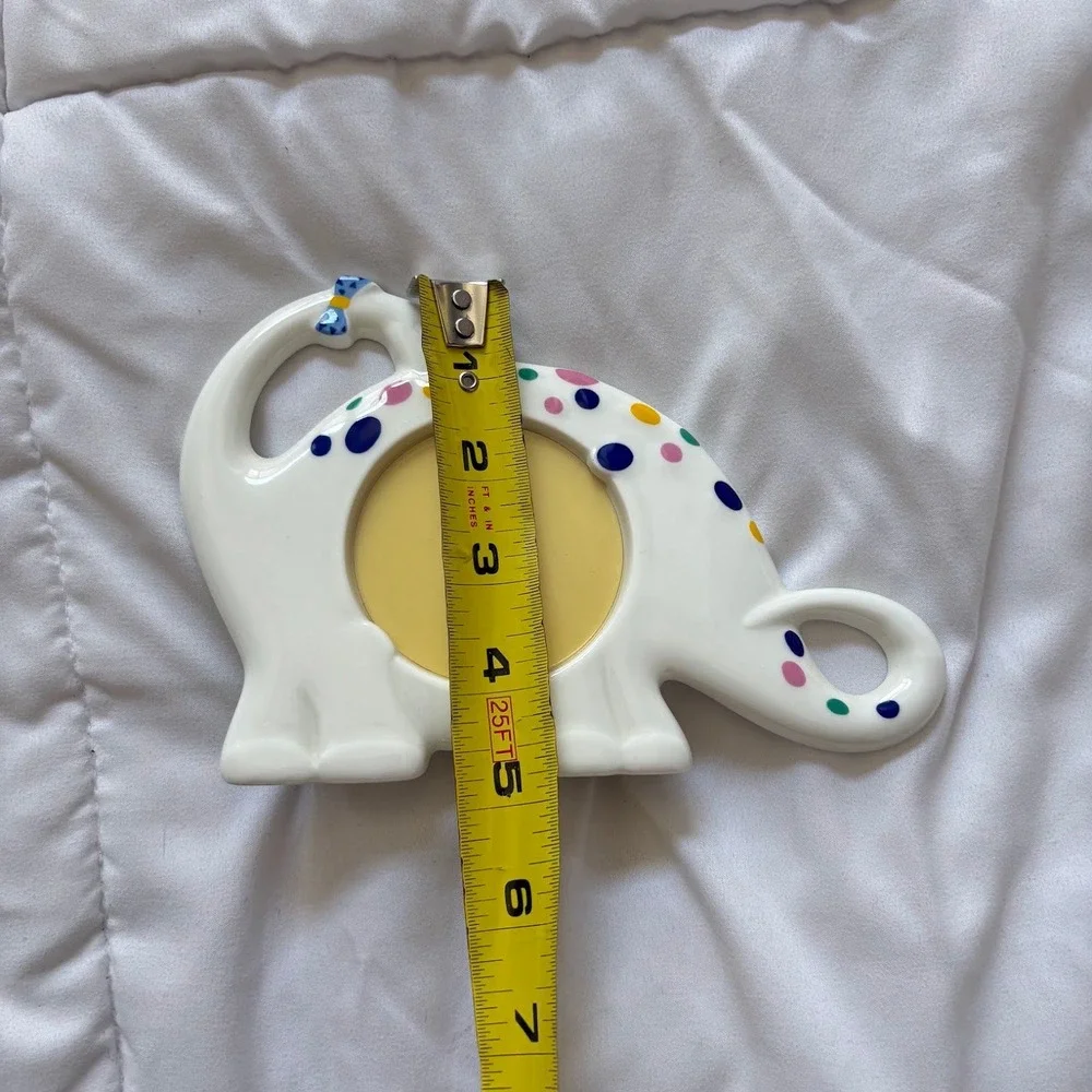 Vintage Mikasa Bone China Dinosaur Picture Frame Dinos Pal Polka Dot White Japan